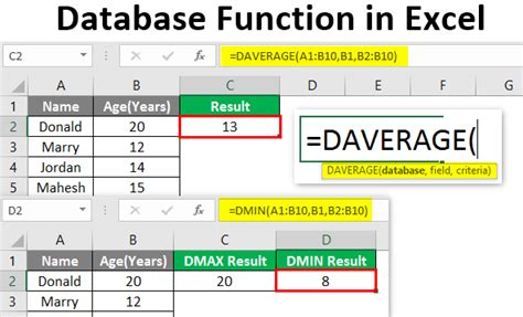 excel database functions criteria examples