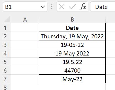 excel date format examples