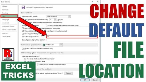 excel default file location