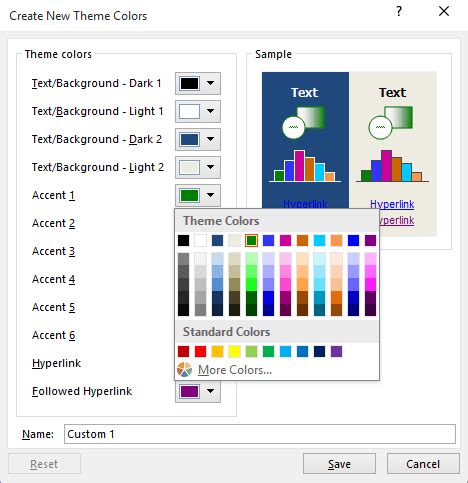 excel default theme colors