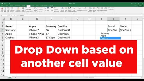 excel drop down list based on another cell