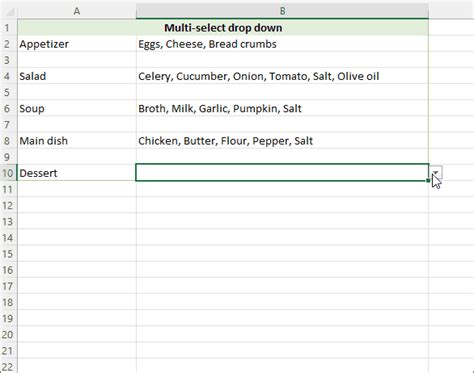 excel drop down list multiple selection dependent