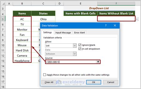 excel drop down list not working