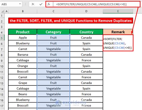 excel drop down list remove duplicates