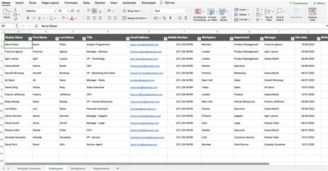 excel employee list template