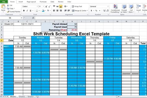 excel employee shift schedule