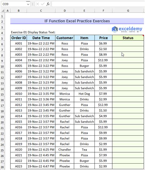 excel examples for practice pdf