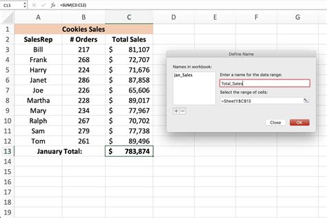 excel export named ranges