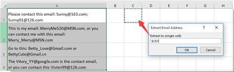 excel extract email address from cell