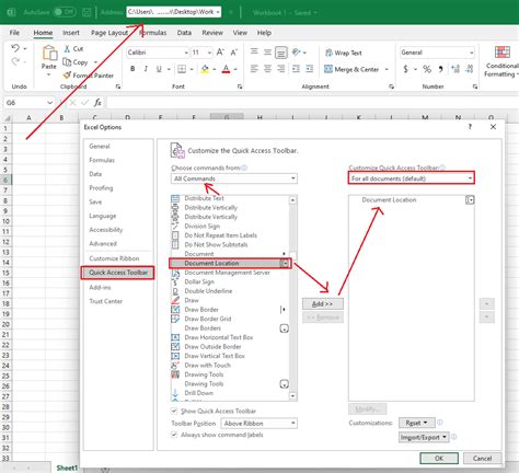 excel file location in ribbon