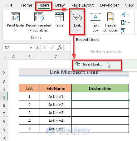 excel file location link