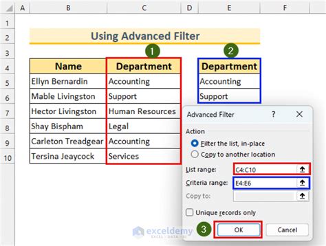 excel filter column based on list of values