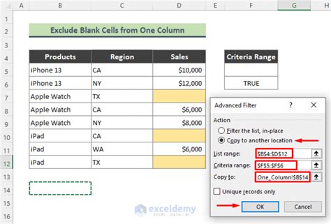 excel filter exclude blank rows
