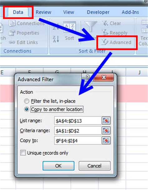 excel filter settings