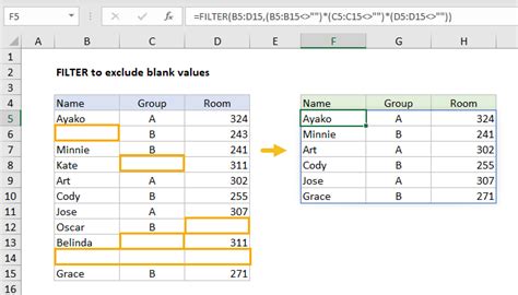 excel filter to exclude blanks