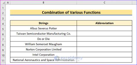excel format abbreviation