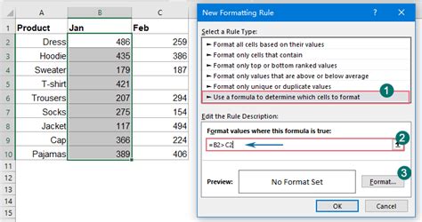 excel format cell if value is greater than another cell