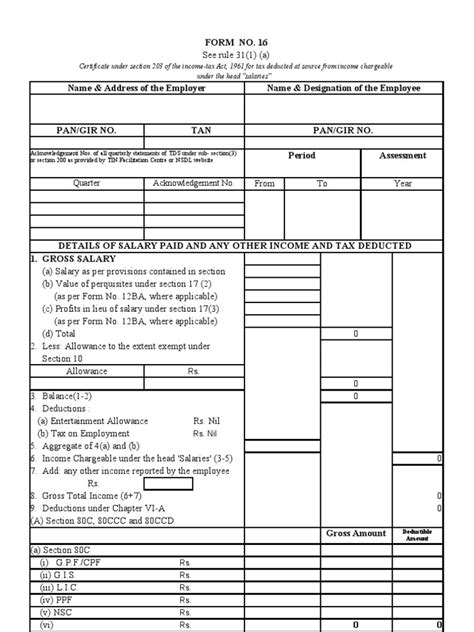 excel format form 16