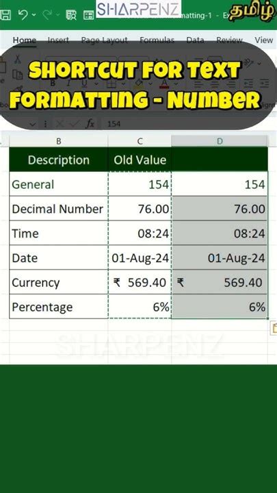 excel format meaning in tamil