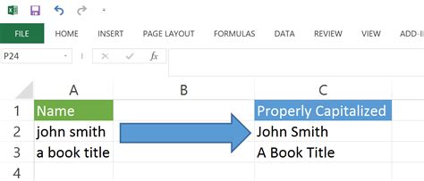 excel format name capitalization