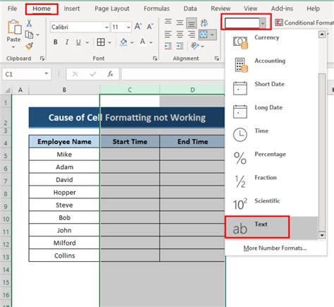 excel format not working