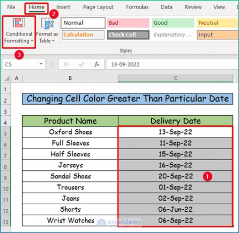 excel formula change cell color if date