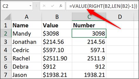 excel formula convert string to number