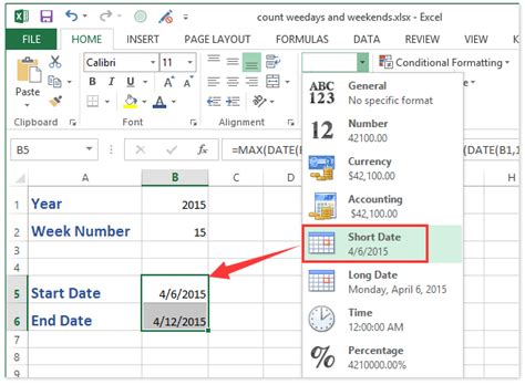 excel formula convert week number to date