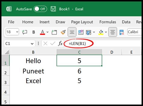 excel formula count characters in a cell