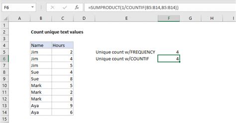 excel formula count unique values