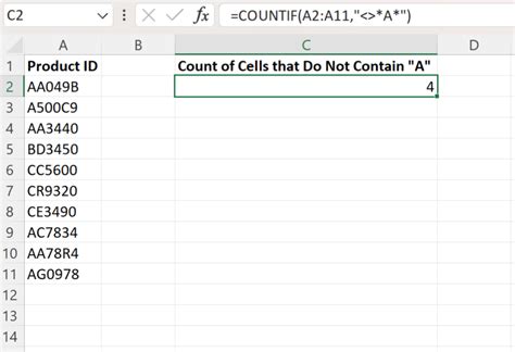 excel formula countif does not contain text