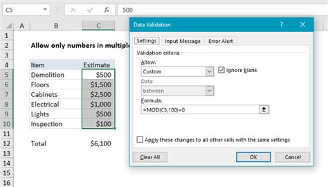 excel formula data validation
