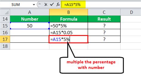 excel formula for multiplication with percentage