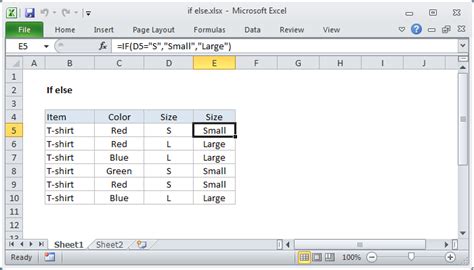 excel formula if else statement
