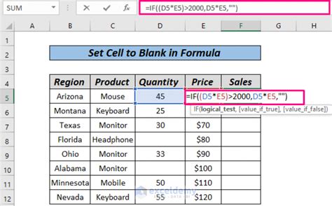 excel formula make blank