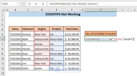 excel formula not counting correctly