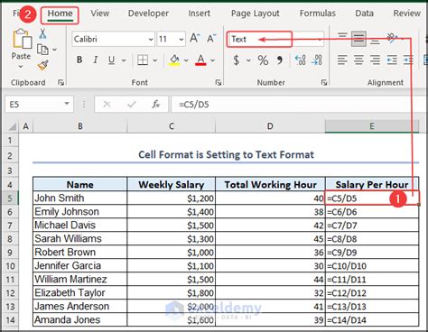 excel formula not working just showing text