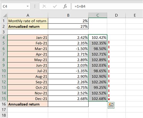 excel formula to annualize a number