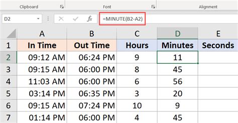 excel formula to calculate time in minutes