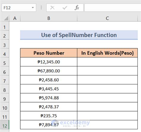 excel formula to convert number to words in philippine peso