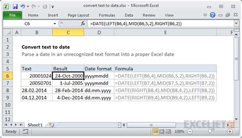 excel formula to convert text date to date