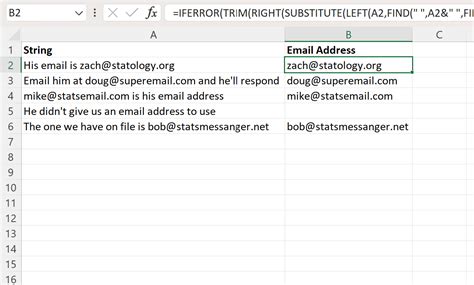 excel formula to extract email address from text