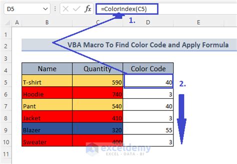 excel formula to return value based on cell color