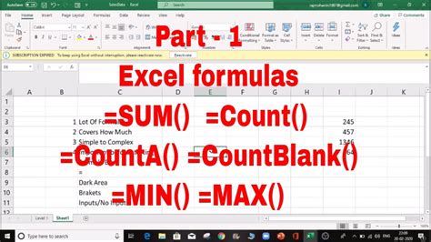 excel formulas and functions with examples in tamil pdf