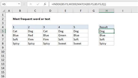 excel function most common text
