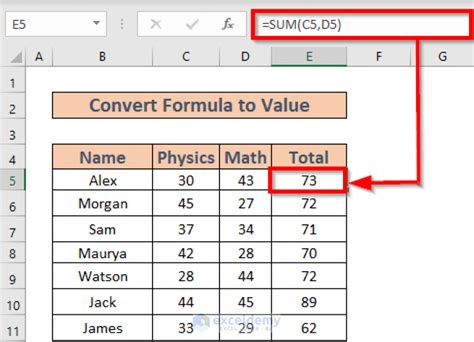 excel function to convert formula to value automatically