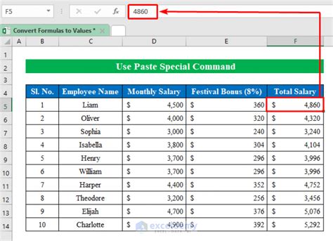excel function to convert formula to value without paste special