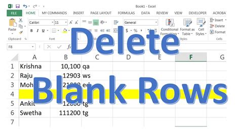 excel function to delete blank rows automatically