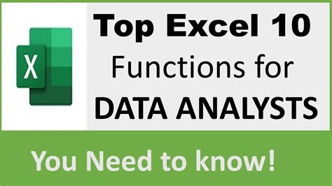 excel functions for data analysts