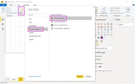 excel get data from power bi missing